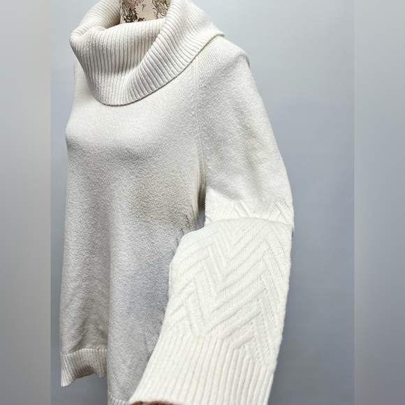 CALVIN KLEIN‎ Ivory ribbed sleeve cowl neck sweater size XL - Picture 2 of 15